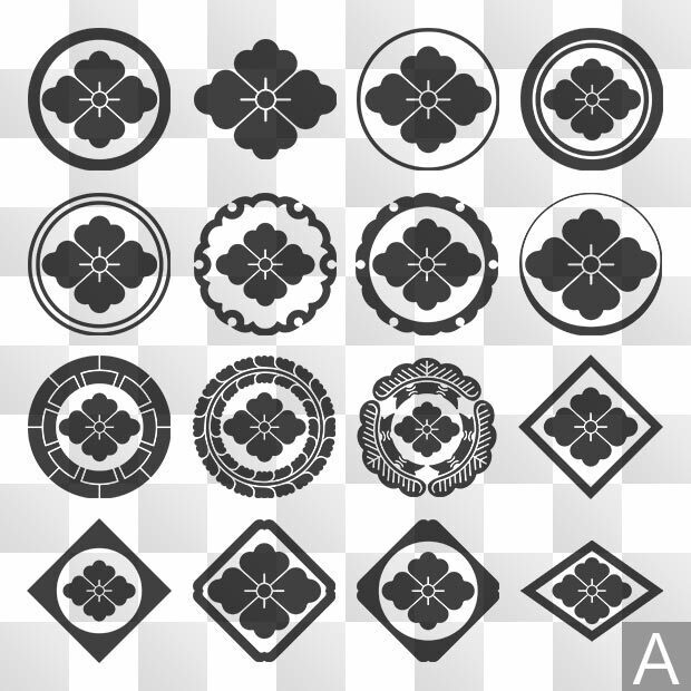 唐花紋 (からはな) 日本の実用家紋 ZIP (AI, PNG, PSD)