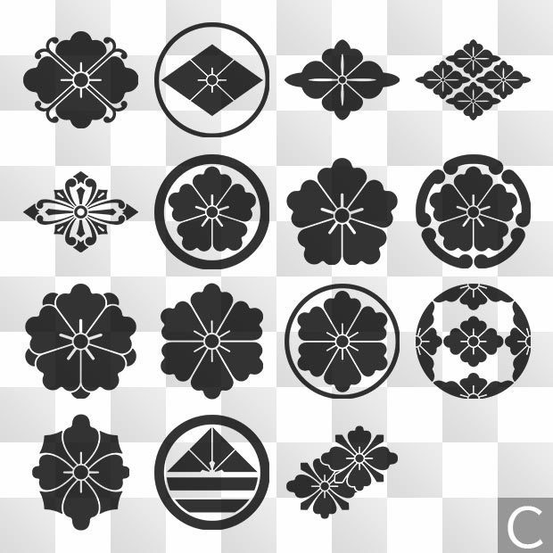 唐花紋 (からはな) 日本の実用家紋 ZIP (AI, PNG, PSD)