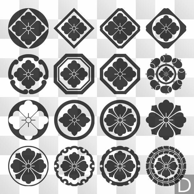 唐花紋 (からはな) 日本の実用家紋 ZIP (AI, PNG, PSD)