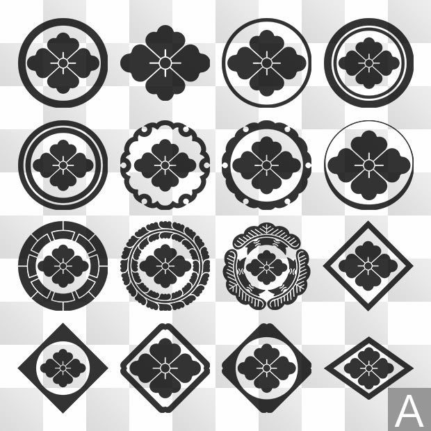 唐花紋 (からはな) 日本の実用家紋 ZIP (AI, PNG, PSD)