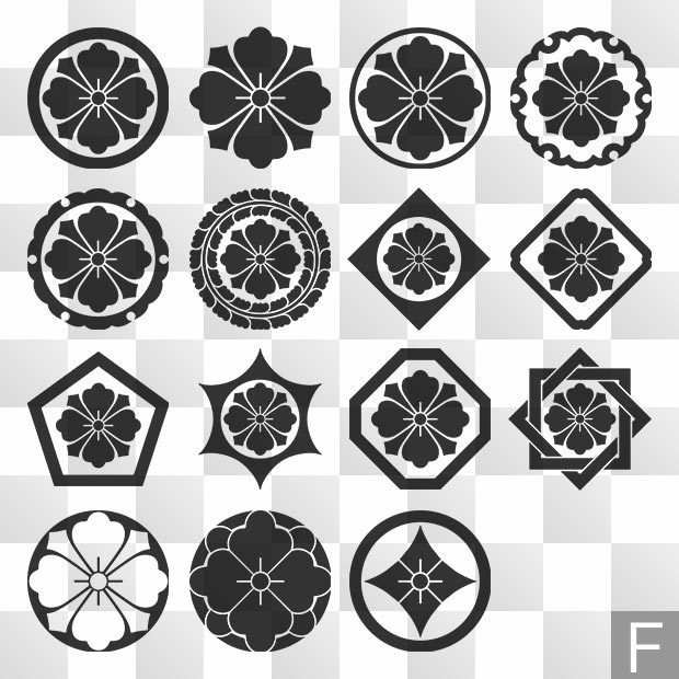 唐花紋 (からはな) 日本の実用家紋 ZIP (AI, PNG, PSD)