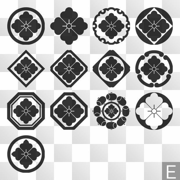 唐花紋 (からはな) 日本の実用家紋 ZIP (AI, PNG, PSD)