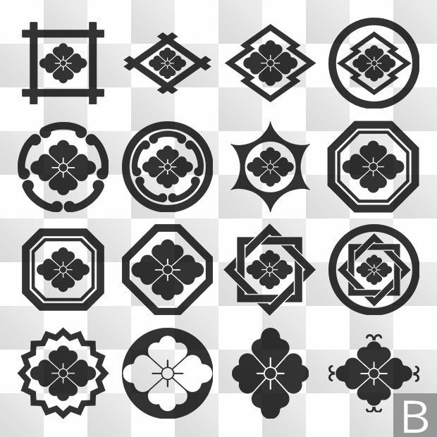 唐花紋 (からはな) 日本の実用家紋 ZIP (AI, PNG, PSD)