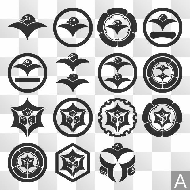 雁金 (かりがね) 日本の実用家紋 ZIP (AI, PNG, PSD)