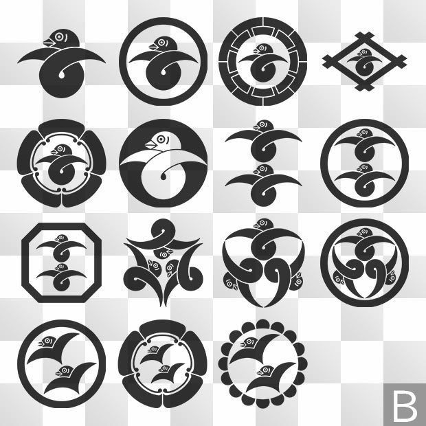 雁金 (かりがね) 日本の実用家紋 ZIP (AI, PNG, PSD)