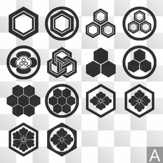 亀甲 (きっこう) 日本の実用家紋 ZIP (AI, PNG, PSD)