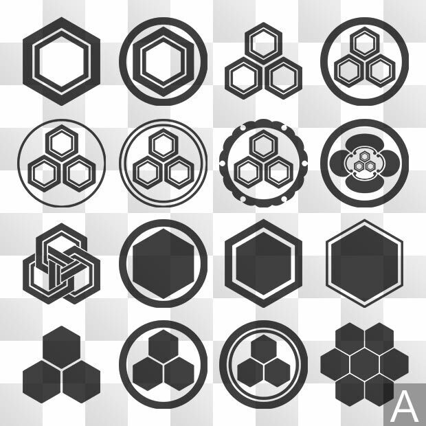 亀甲 (きっこう) 日本の実用家紋 ZIP (AI, PNG, PSD)