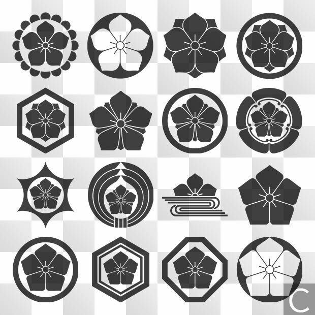 桔梗 (ききょう) 日本の実用家紋 ZIP (AI, PNG, PSD)