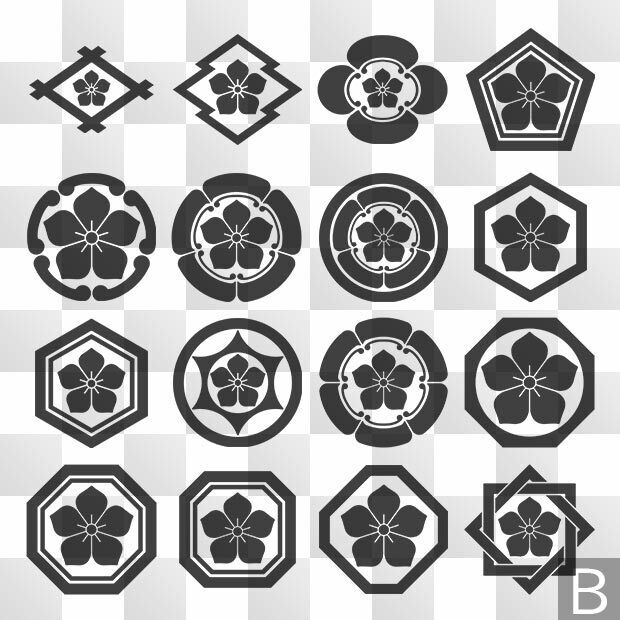 桔梗 (ききょう) 日本の実用家紋 ZIP (AI, PNG, PSD)