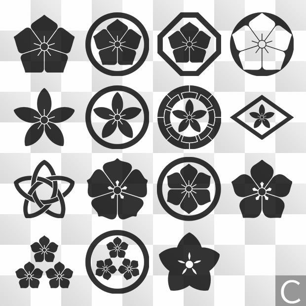 桔梗 (ききょう) 日本の実用家紋 ZIP (AI, PNG, PSD)