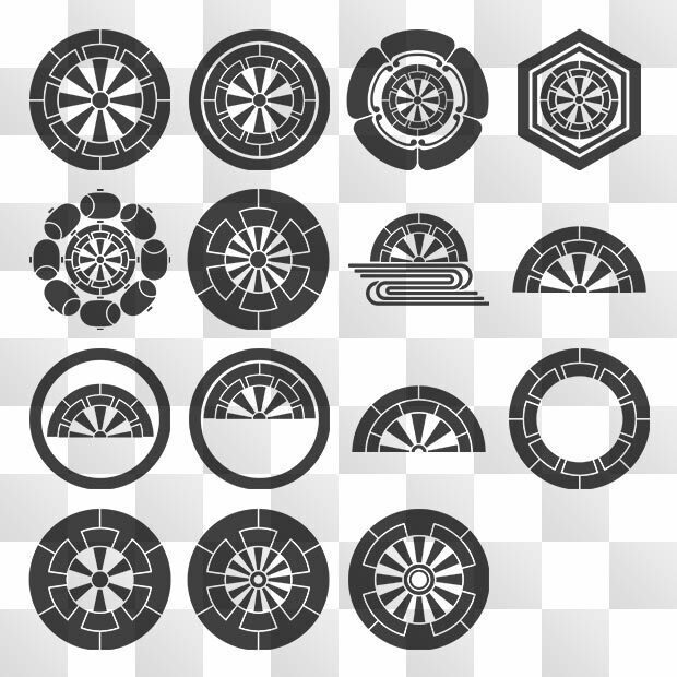 車紋 (くるま) 日本の実用家紋 ZIP (AI, PNG, PSD)