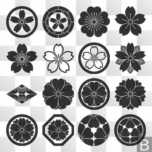 桜紋 (さくら) 日本の実用家紋 ZIP (AI, PNG, PSD)