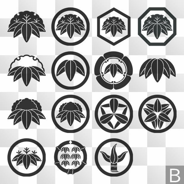 笹紋 (ささ) 日本の実用家紋 ZIP (AI, PNG, PSD)
