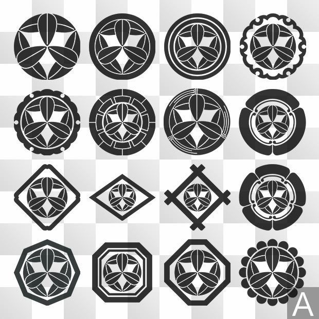 笹紋 (ささ) 日本の実用家紋 ZIP (AI, PNG, PSD)