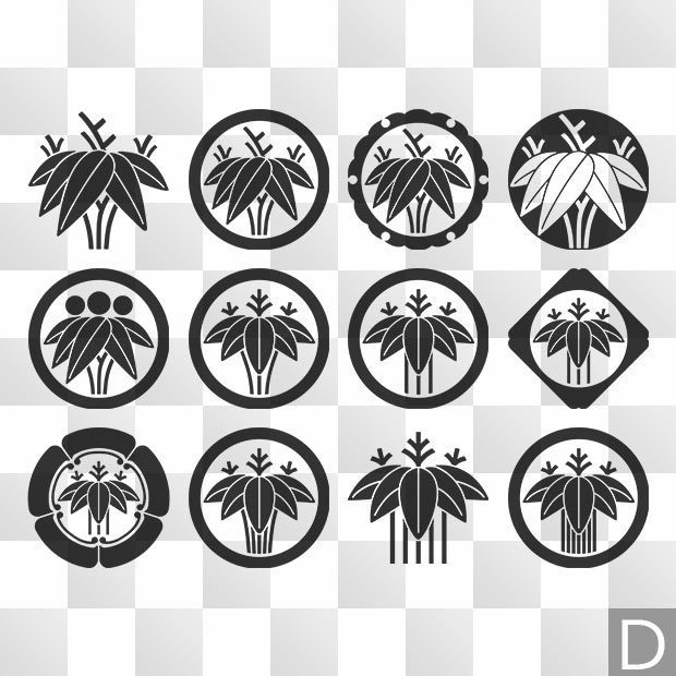 笹紋 (ささ) 日本の実用家紋 ZIP (AI, PNG, PSD)