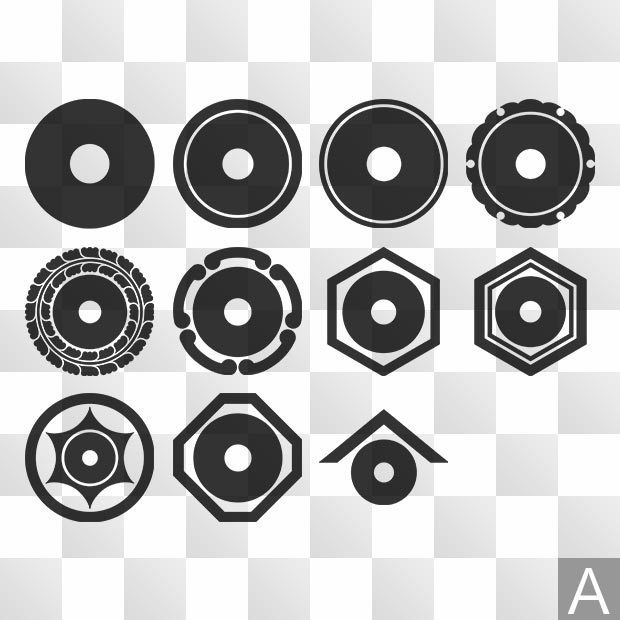 蛇目紋 (じゃのめ) 日本の実用家紋 ZIP (AI, PNG, PSD)