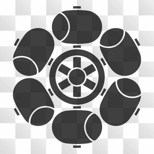 水車紋 (みずぐるま) 日本の実用家紋 ZIP (AI, PNG, PSD)
