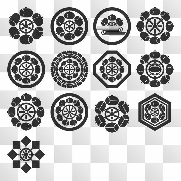 水車紋 (みずぐるま) 日本の実用家紋 ZIP (AI, PNG, PSD)