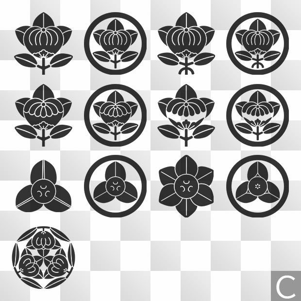 橘紋 (たちばな) 日本の実用家紋 ZIP (AI, PNG, PSD) - 家紋藝術