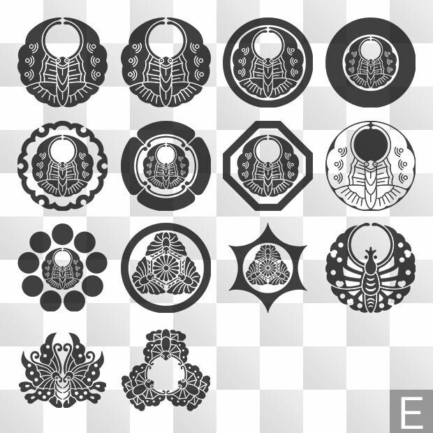 蝶紋 (ちょう) 日本の実用家紋 ZIP (AI, PNG, PSD)
