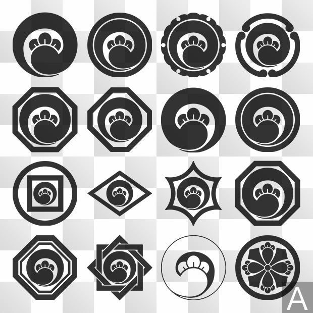 丁子紋 (ちょうじ) 日本の実用家紋 ZIP (AI, PNG, PSD)