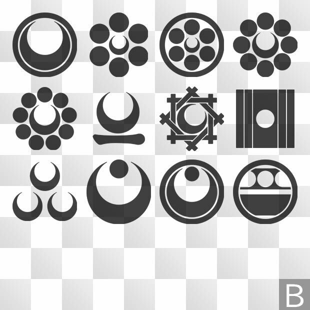 月紋 (つき) 日本の実用家紋 ZIP (AI, PNG, PSD)