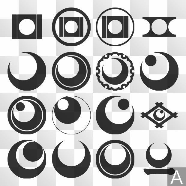 月紋 (つき) 日本の実用家紋 ZIP (AI, PNG, PSD)