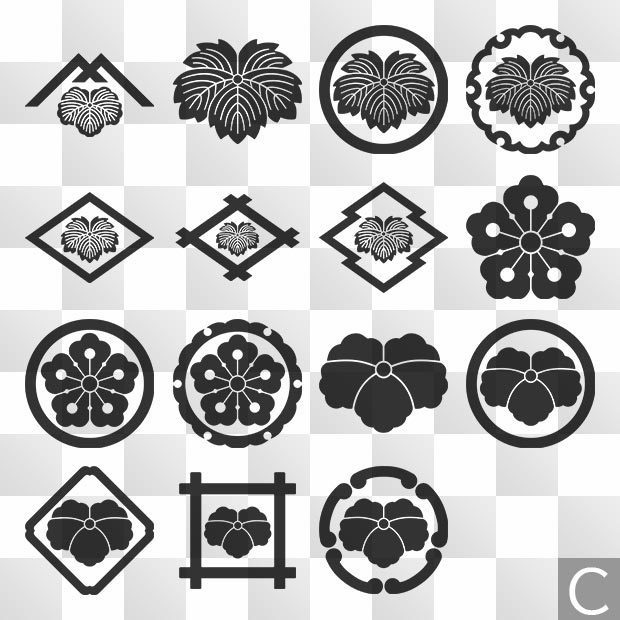 蔦紋 (つた) 日本の実用家紋 ZIP (AI, PNG, PSD)