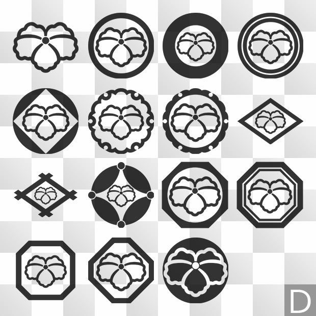 蔦紋 (つた) 日本の実用家紋 ZIP (AI, PNG, PSD)