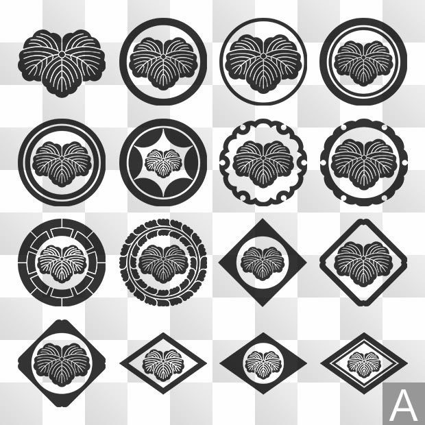 蔦紋 (つた) 日本の実用家紋 ZIP (AI, PNG, PSD)