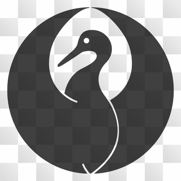鶴紋 (つる) 日本の実用家紋 ZIP (AI, PNG, PSD)