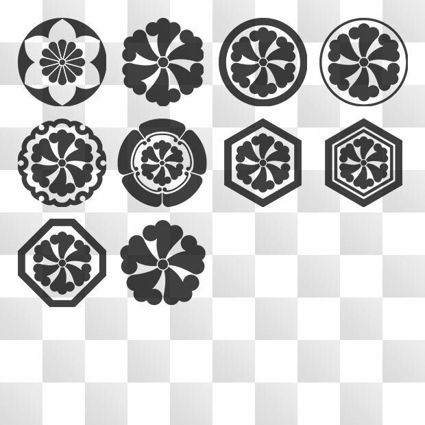 鉄線紋 (てっせん) 日本の実用家紋 ZIP (AI, PNG, PSD)