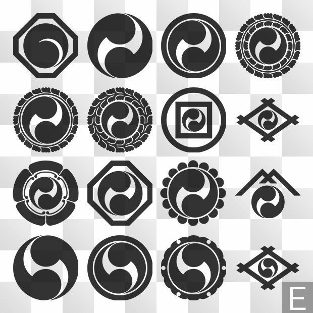 巴紋 (ともえ) 日本の実用家紋 ZIP (AI, PNG, PSD)