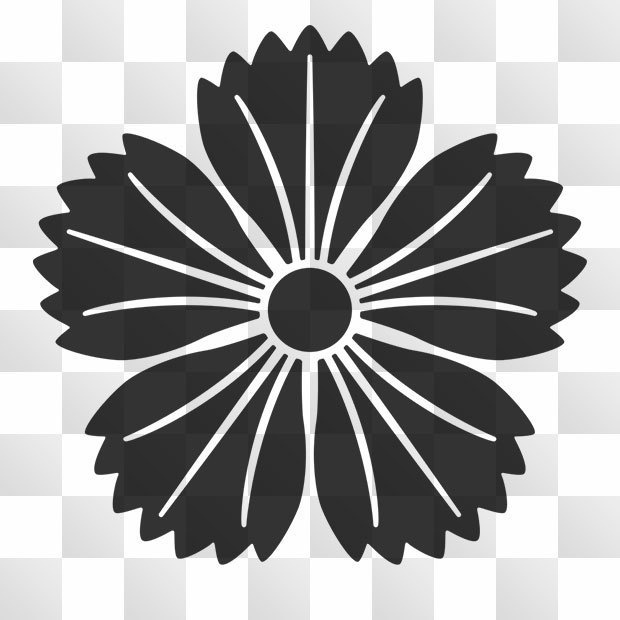 撫子紋 (なでしこ) 日本の実用家紋 ZIP (AI, PNG, PSD)