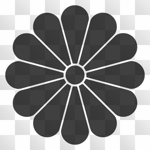 菊紋 (きく) 日本の実用家紋 ZIP (AI, PNG, PSD)