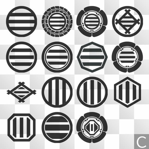 引両紋 (ひきりょう) 日本の実用家紋 ZIP (AI, PNG, PSD)