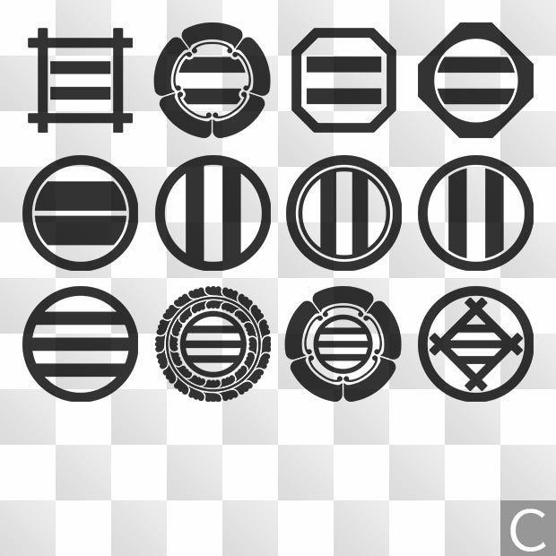 引両紋 (ひきりょう) 日本の実用家紋 ZIP (AI, PNG, PSD)