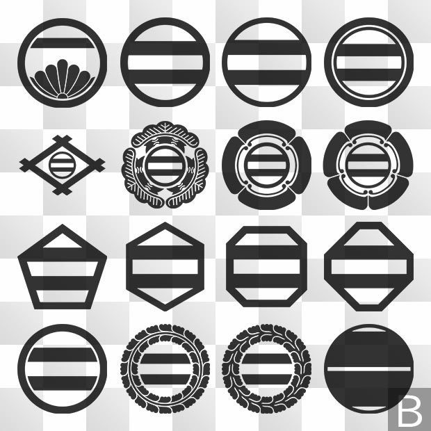 引両紋 (ひきりょう) 日本の実用家紋 ZIP (AI, PNG, PSD)