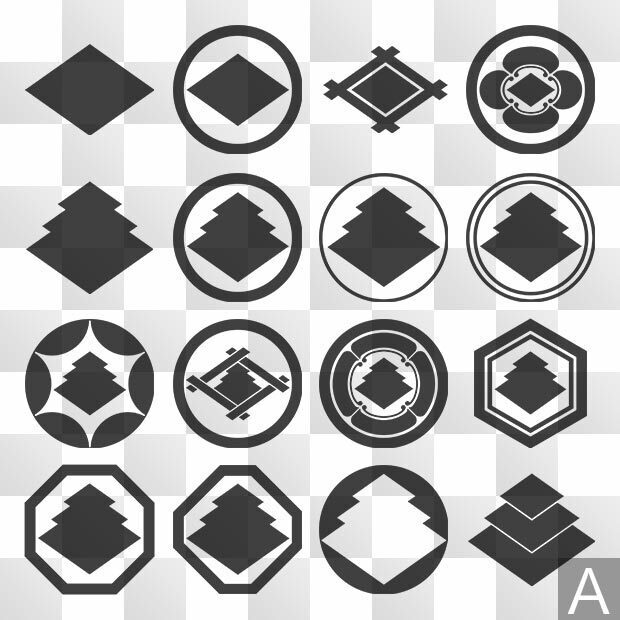 菱紋 (ひし) 日本の実用家紋 ZIP (AI, PNG, PSD)