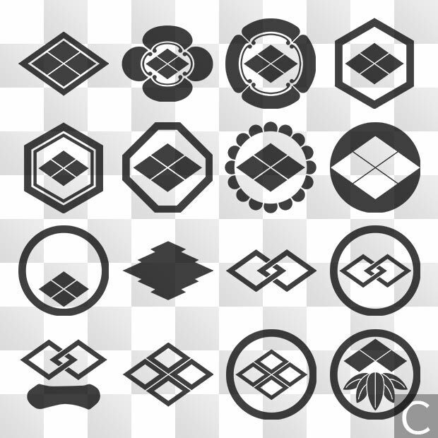 菱紋 (ひし) 日本の実用家紋 ZIP (AI, PNG, PSD)