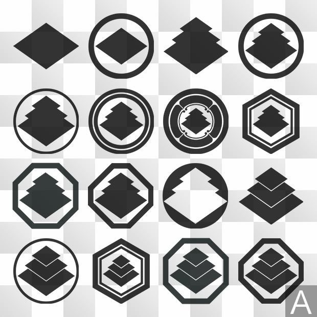 菱紋 (ひし) 日本の実用家紋 ZIP (AI, PNG, PSD)