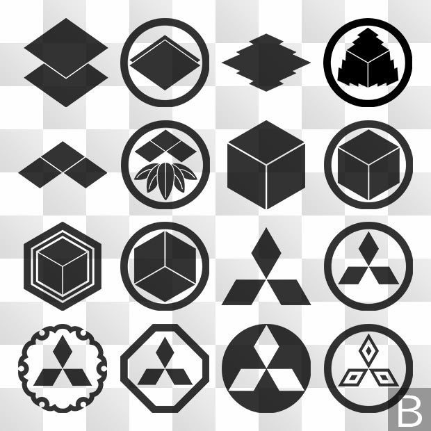菱紋 (ひし) 日本の実用家紋 ZIP (AI, PNG, PSD)
