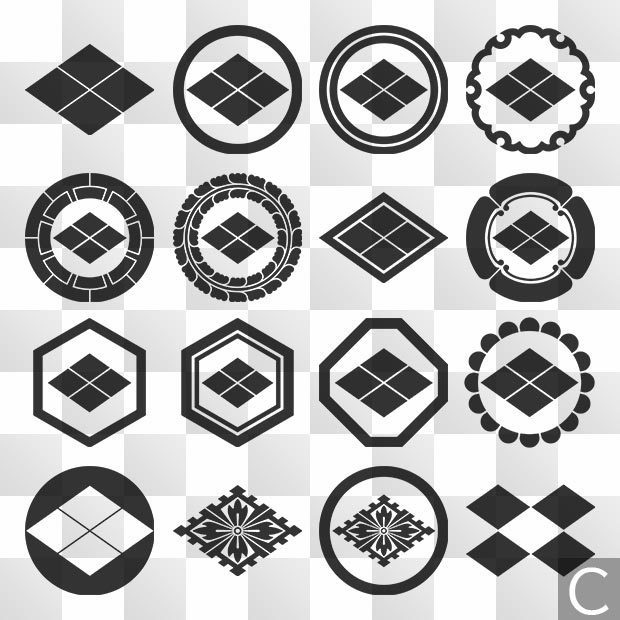 菱紋 (ひし) 日本の実用家紋 ZIP (AI, PNG, PSD)