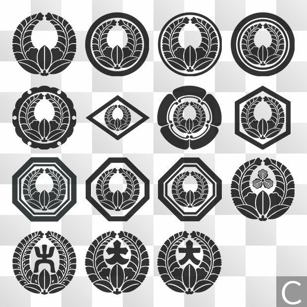 藤紋 (ふじ) 日本の実用家紋 ZIP (AI, PNG, PSD)