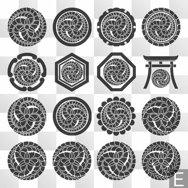 藤紋 (ふじ) 日本の実用家紋 ZIP (AI, PNG, PSD)