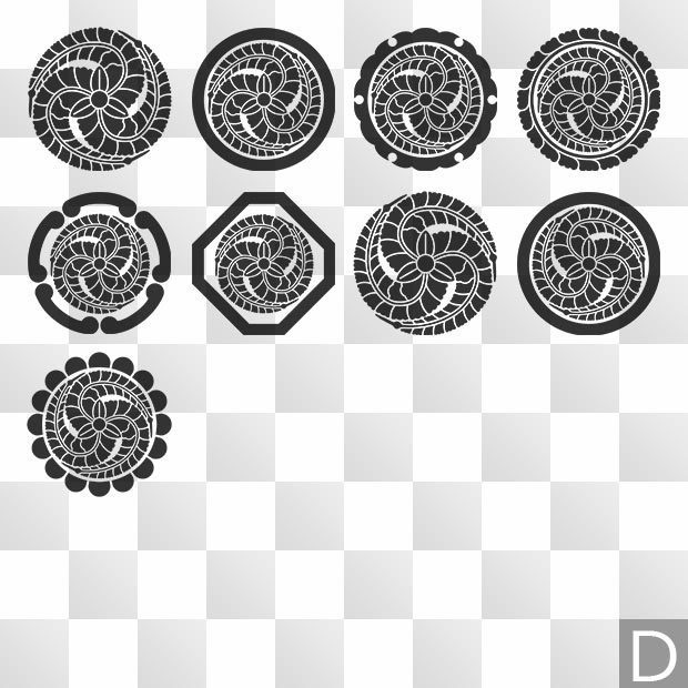 藤紋 (ふじ) 日本の実用家紋 ZIP (AI, PNG, PSD)