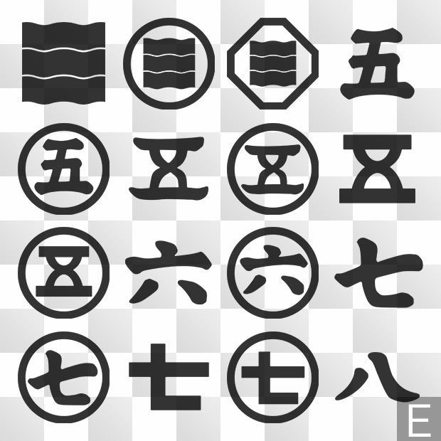字紋 (じ) 日本の実用家紋 ZIP (AI, PNG, PSD)
