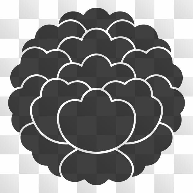 牡丹紋 (ぼたん) 日本の実用家紋 ZIP (AI, PNG, PSD)