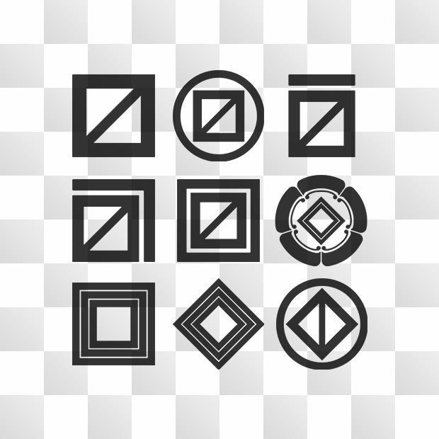 枡紋 (ます) 日本の実用家紋 ZIP (AI, PNG, PSD)