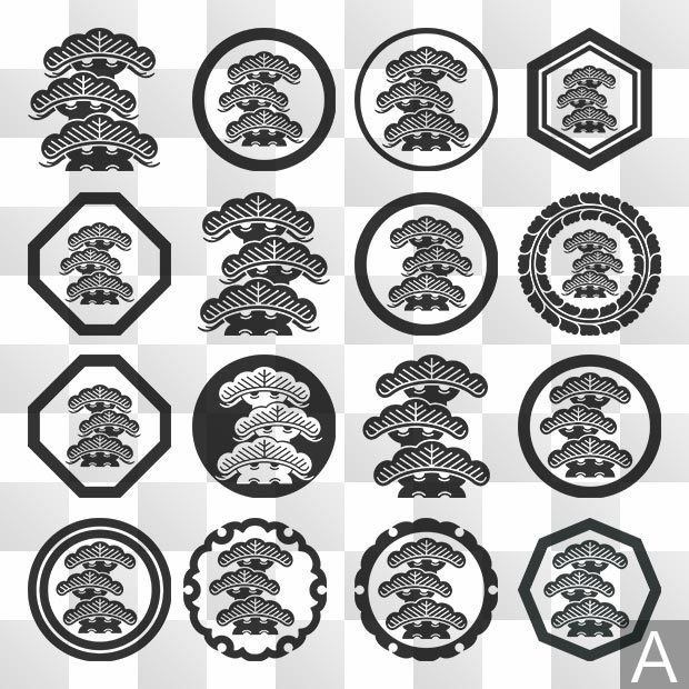 松紋 (まつ) 日本の実用家紋 ZIP (AI, PNG, PSD)